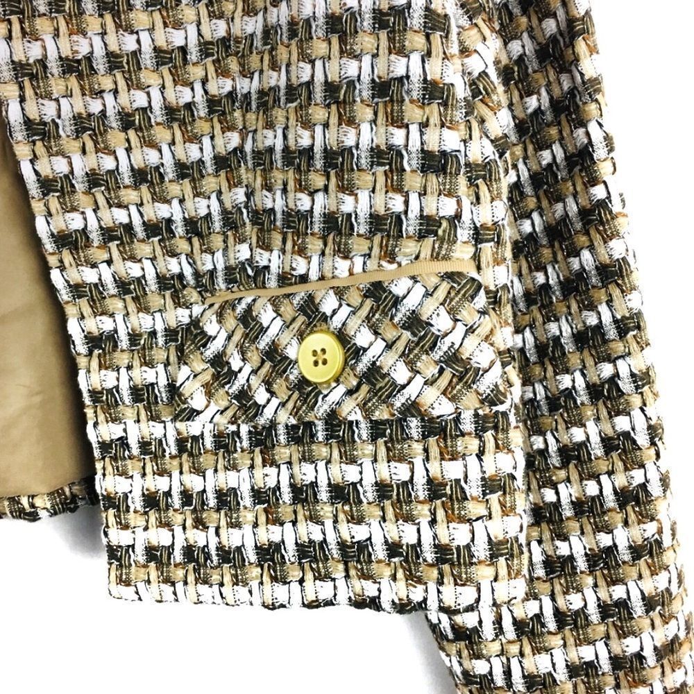 Chicos Womens Size 1 Medium Brown Tan Gold Tweed Lined Blazer Jacket NWOT Chic - Picture 2 of 8